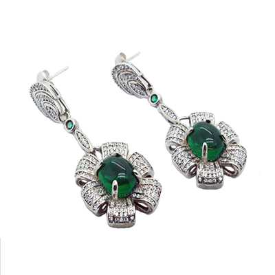 Silver Earrings With Jade Gemstones 20001