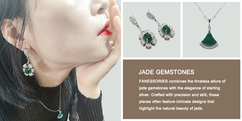 Silver Earrings With Jade Gemstones 20001