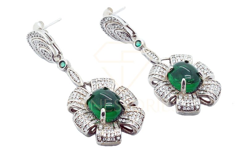 Silver Earrings With Jade Gemstones 20001