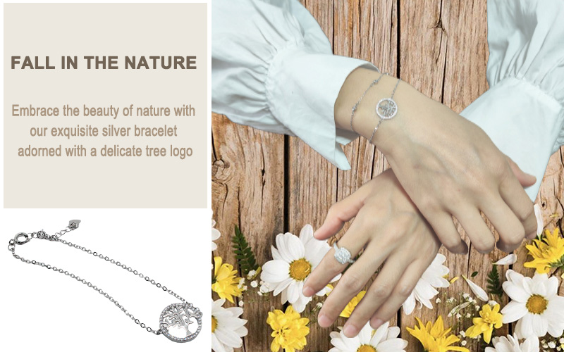 Classic Tree Emblem Silver Bracelet 40002