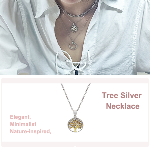 Tree 925 Silver Necklace With Stones 30002