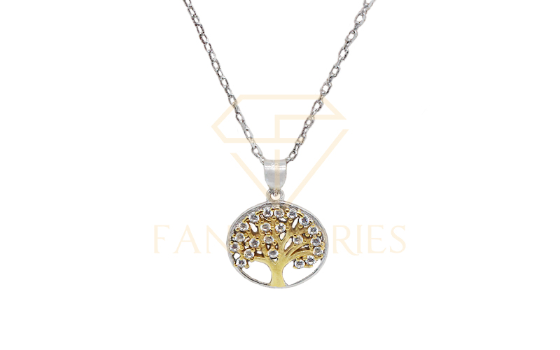 Tree 925 Silver Necklace With Stones 30002