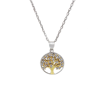 Tree 925 Silver Necklace With Stones 30002