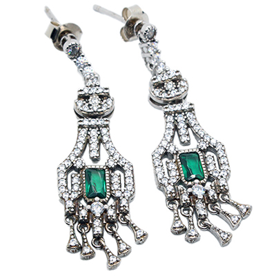 Elegant Jade Sterling Silver 925 Earrings 20003