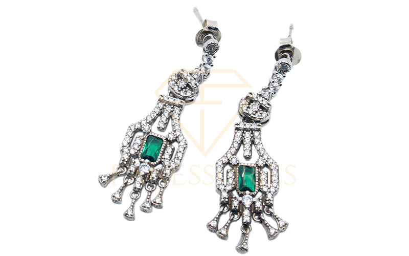 Elegant Jade Sterling Silver 925 Earrings 20003