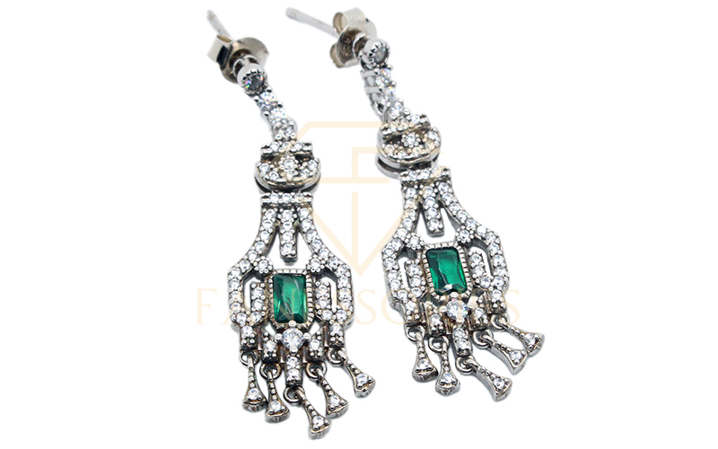 Elegant Jade Sterling Silver 925 Earrings 20003