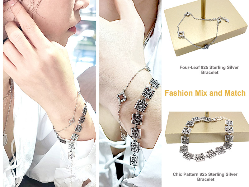 Four-Leaf 925 Sterling Silver Bracelet 40003