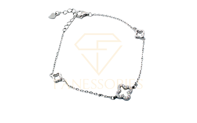 Four-Leaf 925 Sterling Silver Bracelet 40003