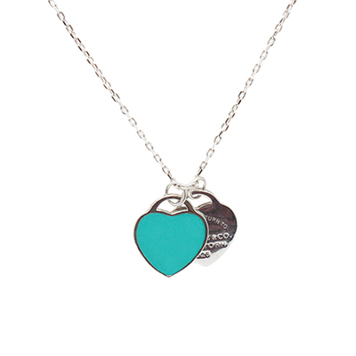 Engaved Dual Hearts 925 Silver Necklace 30004