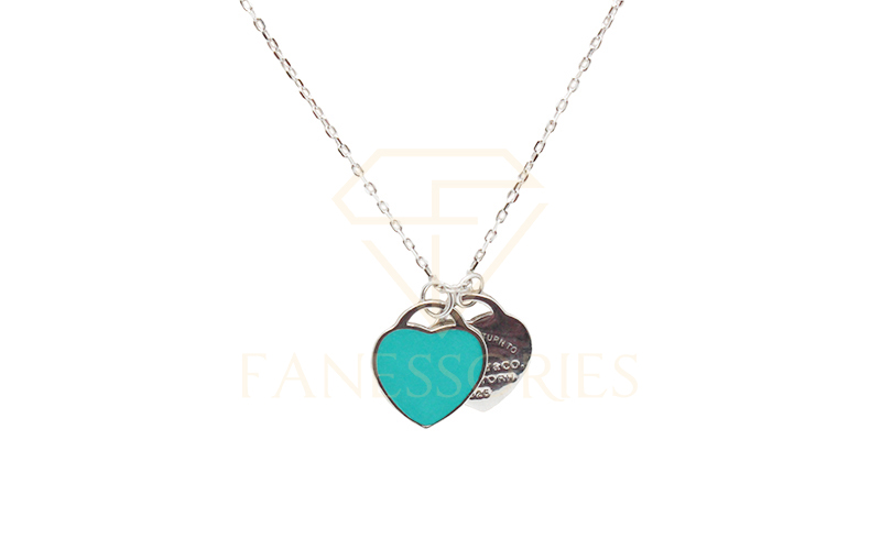 Engaved Dual Hearts 925 Silver Necklace 30004